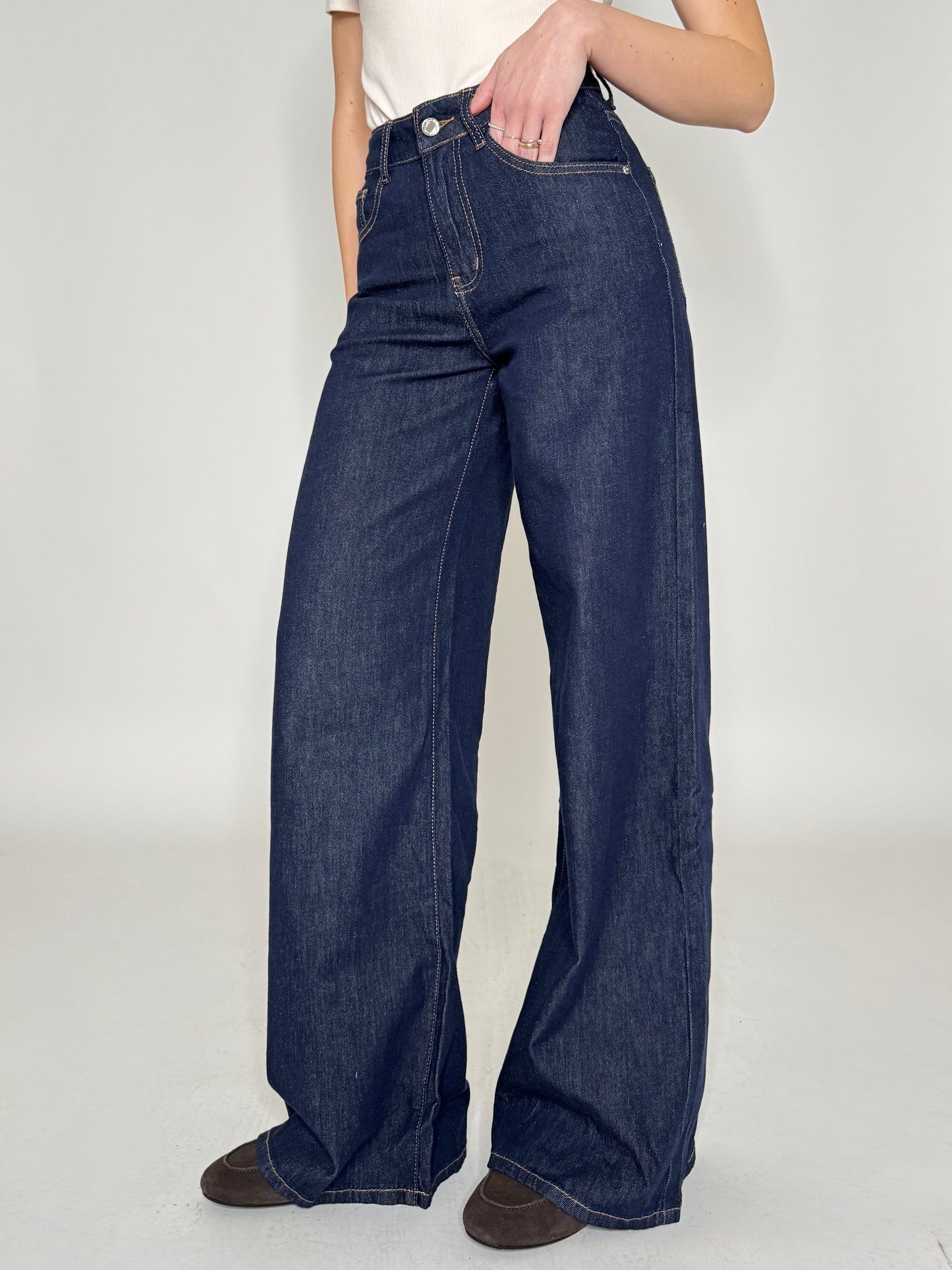 Jeans palazzo lavaggio zero