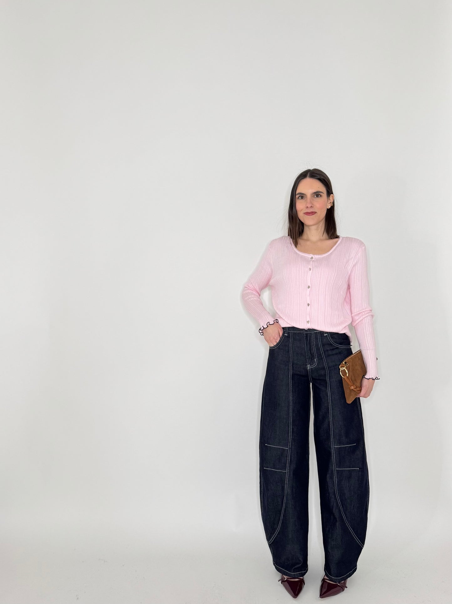Twinset top e cardigan in filo di viscosa Rosa