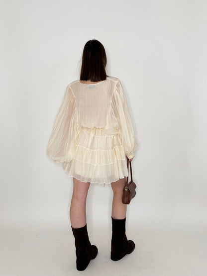 Abito mini in tencel effetto goffrato Burro