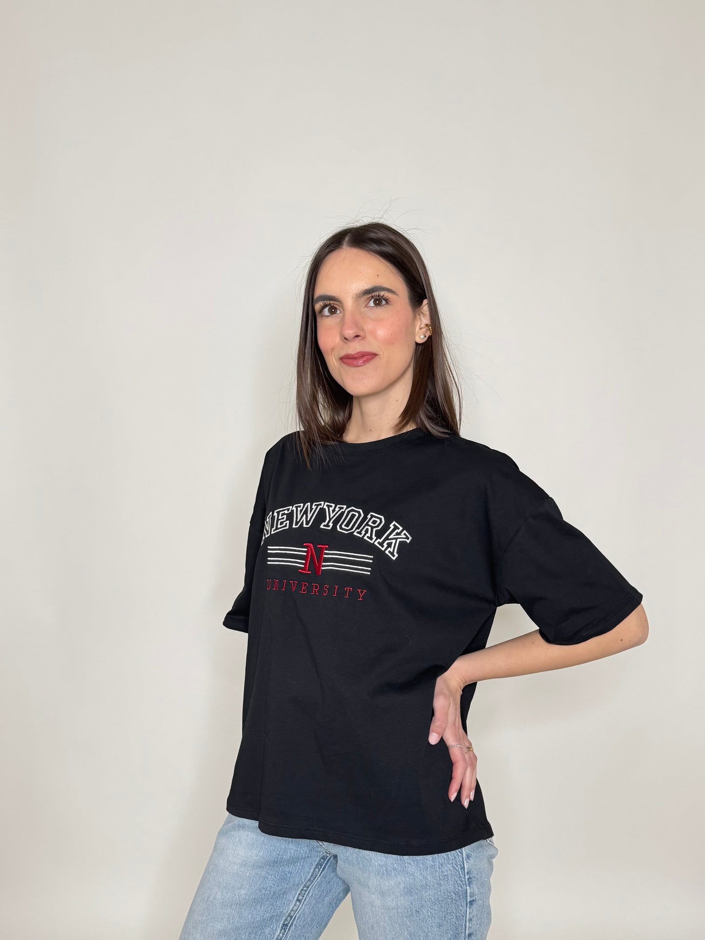 T-shirt in cotone "New York - University" Nero