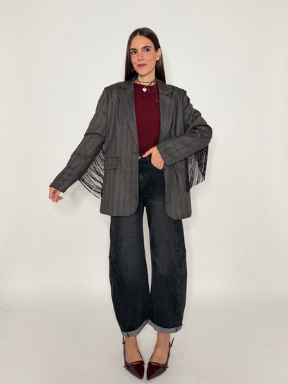 Jeans Barrell con spicchi laterali Grigio nero