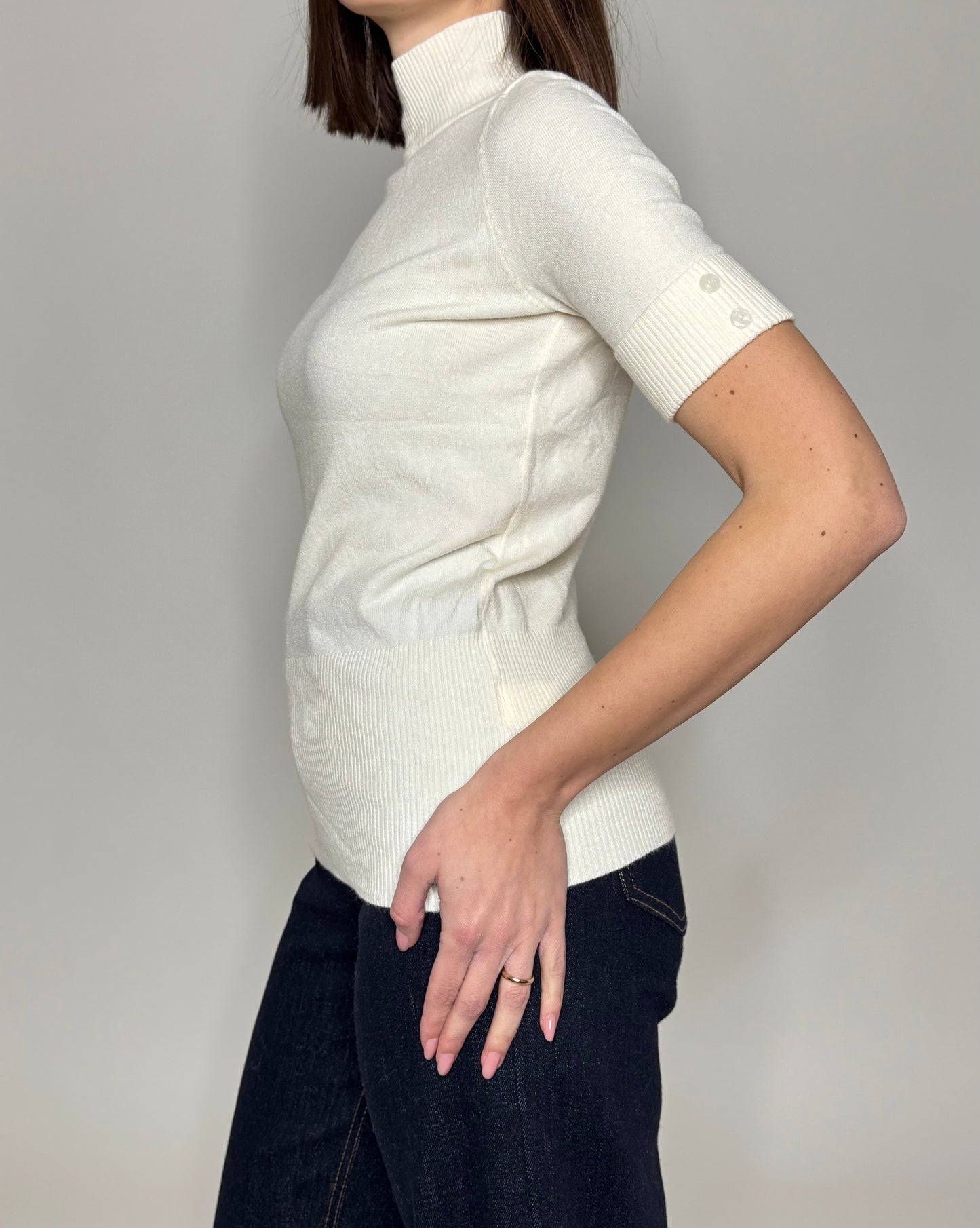 Lupetto in calda viscosa mezza manica Panna