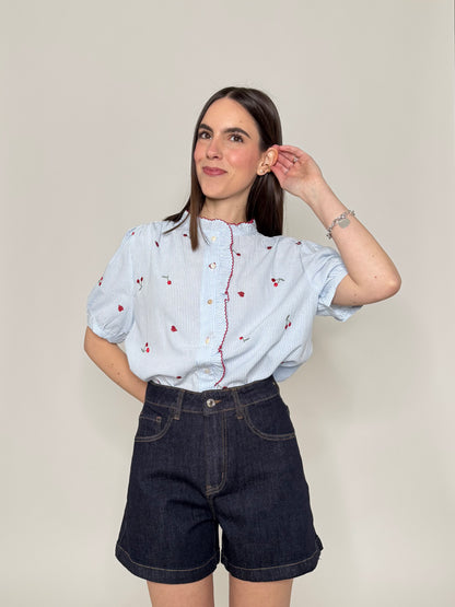Camicia in cotone con ricami
