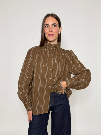 Camicia Boheme in cotone rouge tabacco