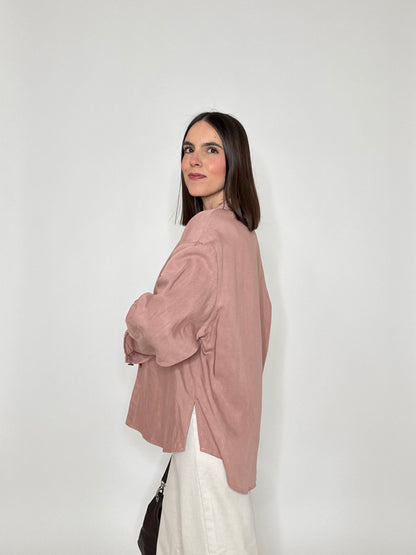 Camicia in 100% cotone taglio morbido Rosa antico