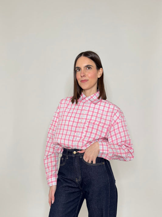 Camicia in cotone a quadri Rosa