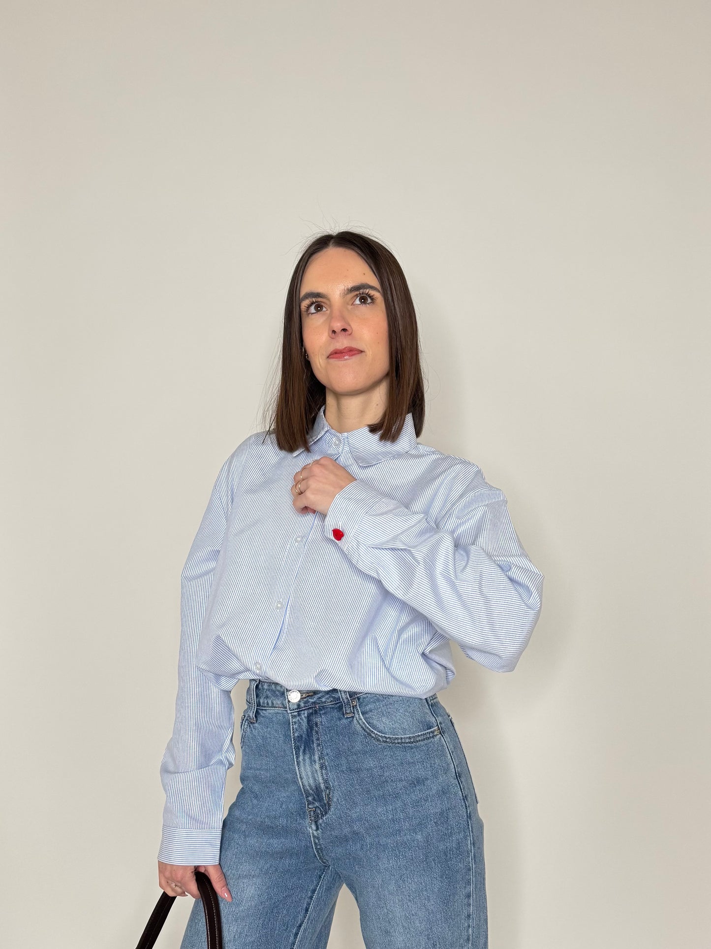 Camicia a righe Dolce vita in cotone Azzurro