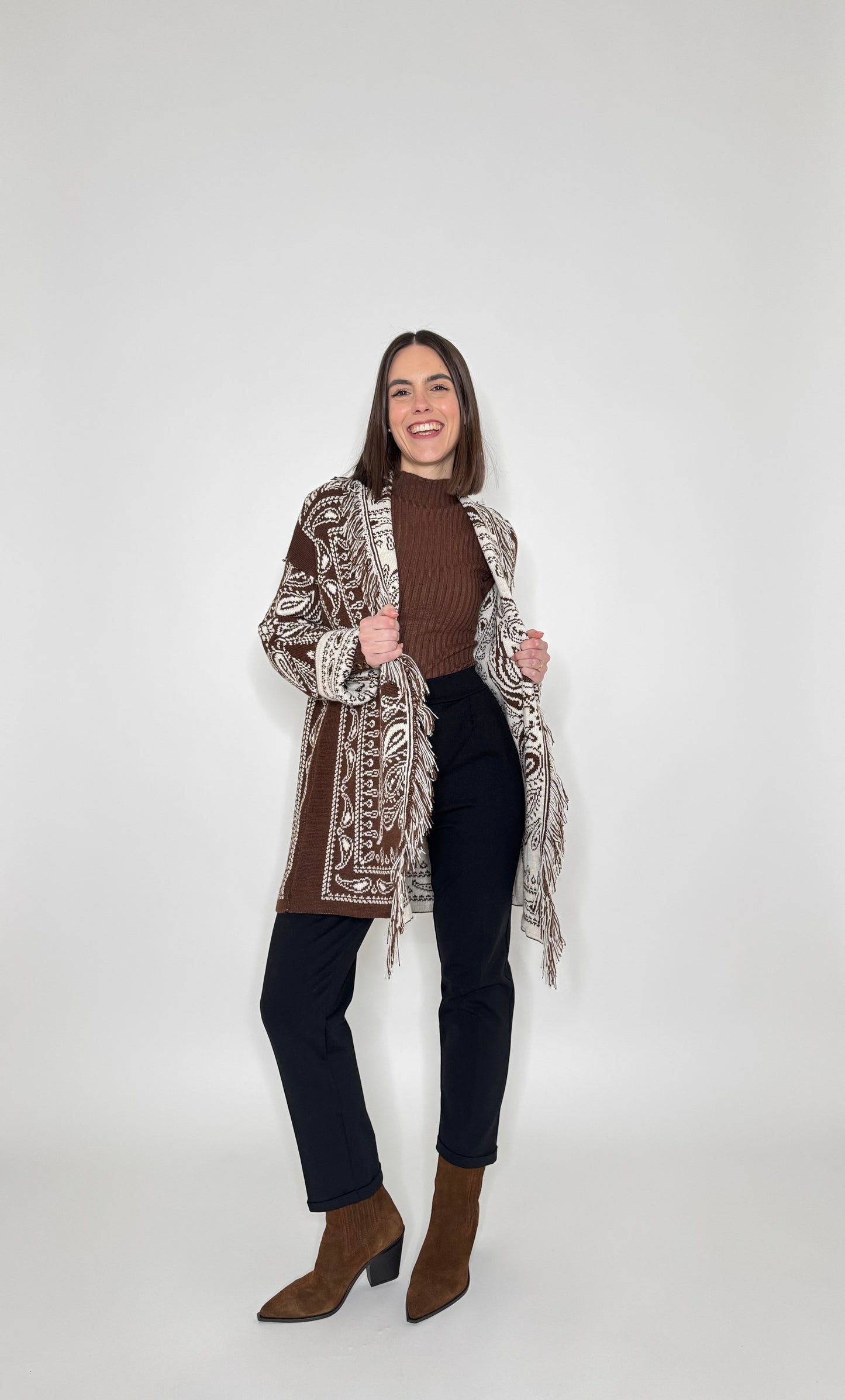 Cardigan bandana Jacquard Cioccolato