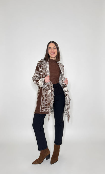 Cardigan bandana Jacquard Cioccolato