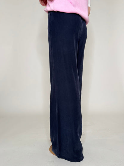 Pantalone taglio sartoriale tessuto viscosa manopesca Blu Navy