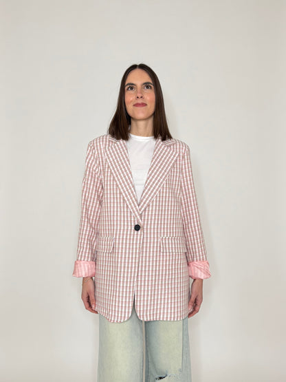 Giacca Spring check in cotone Pink