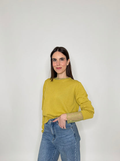 Maglia pizzo in misto cotone viscosa spring/summer Verde