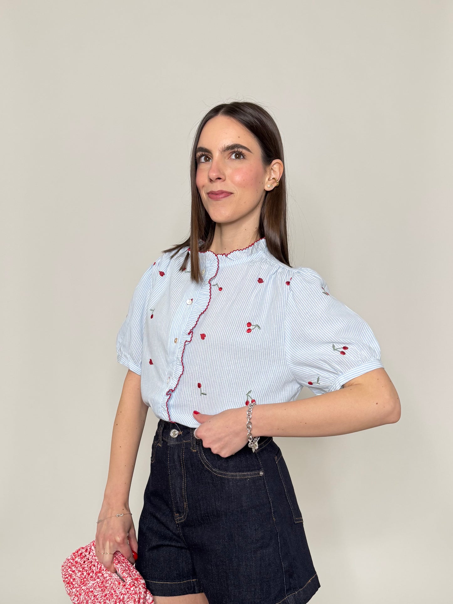 Camicia in cotone con ricami