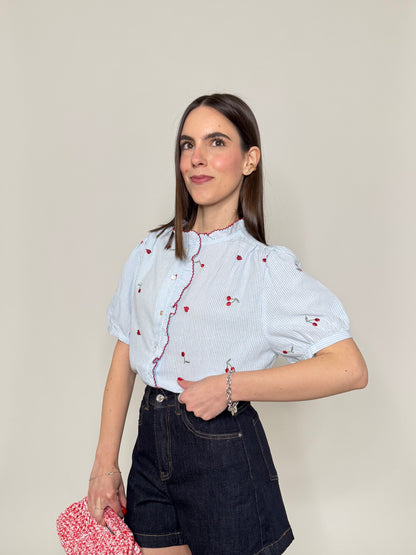 Camicia in cotone con ricami