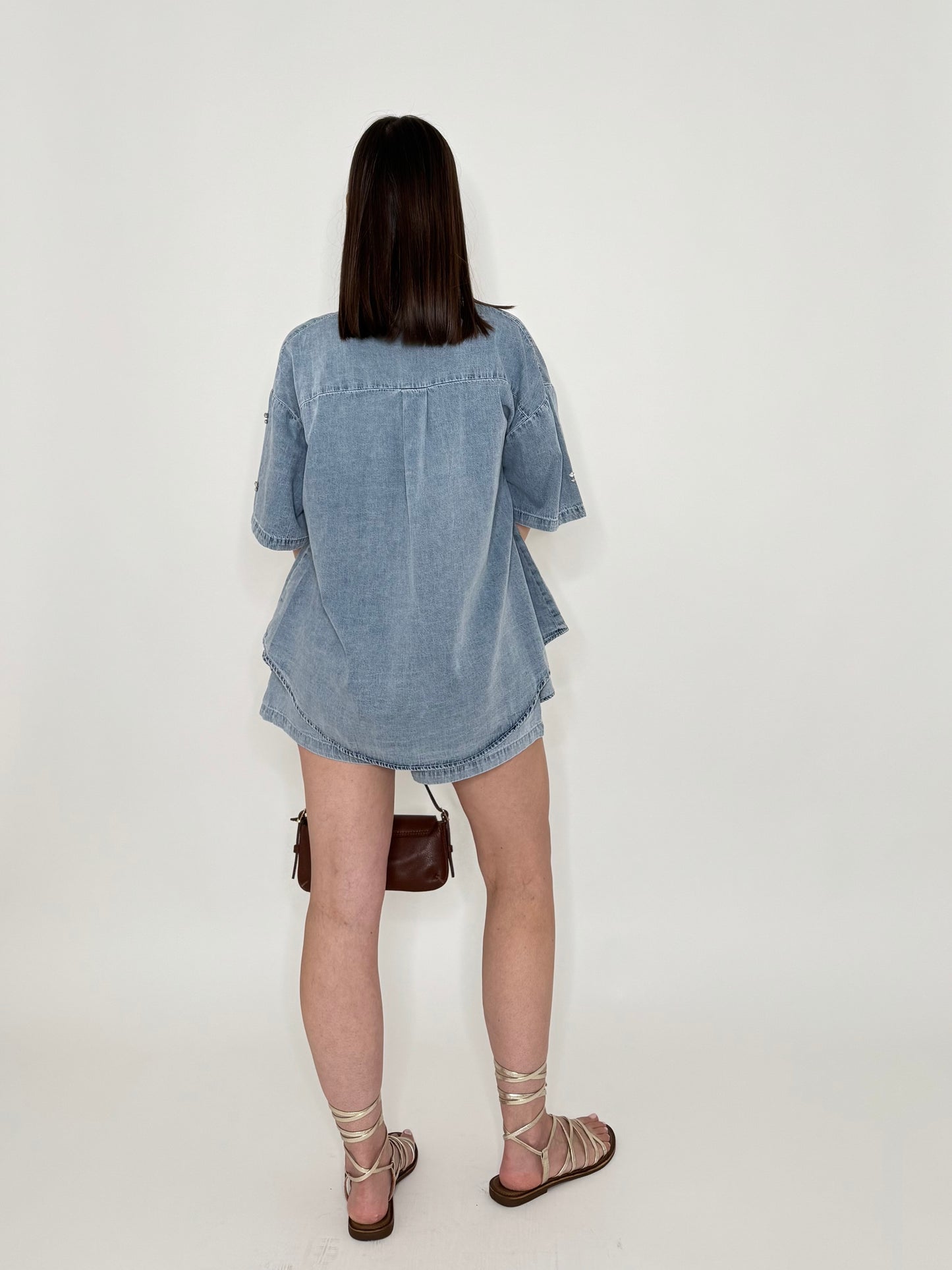 Completo denim in cotone con caboshon
