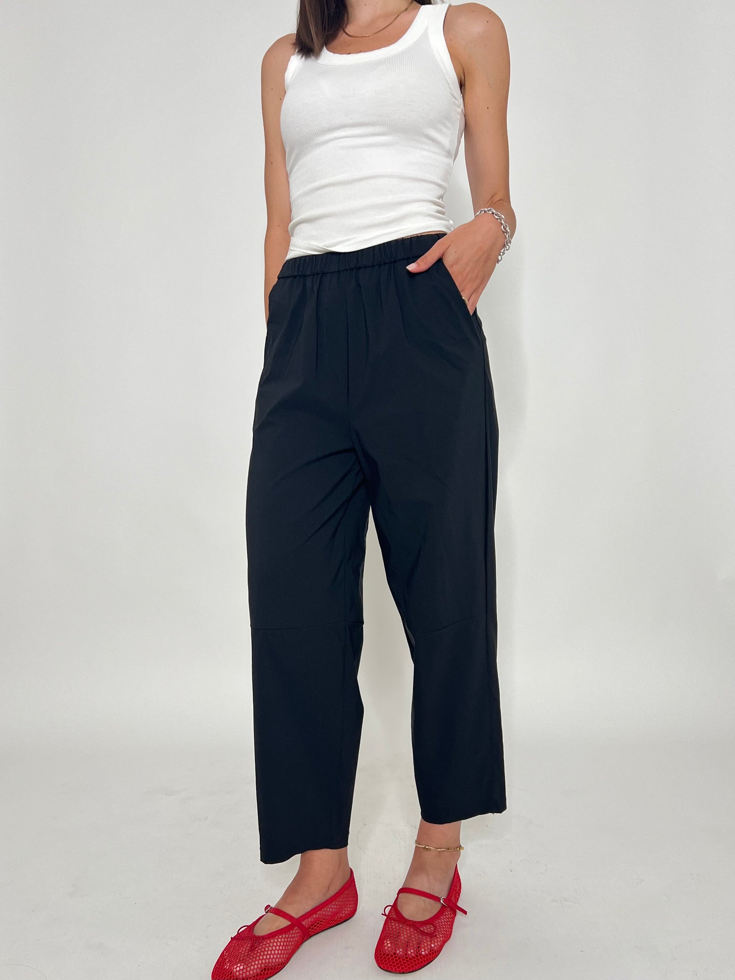 Pantalone Comfy ovetto in viscosa Nero