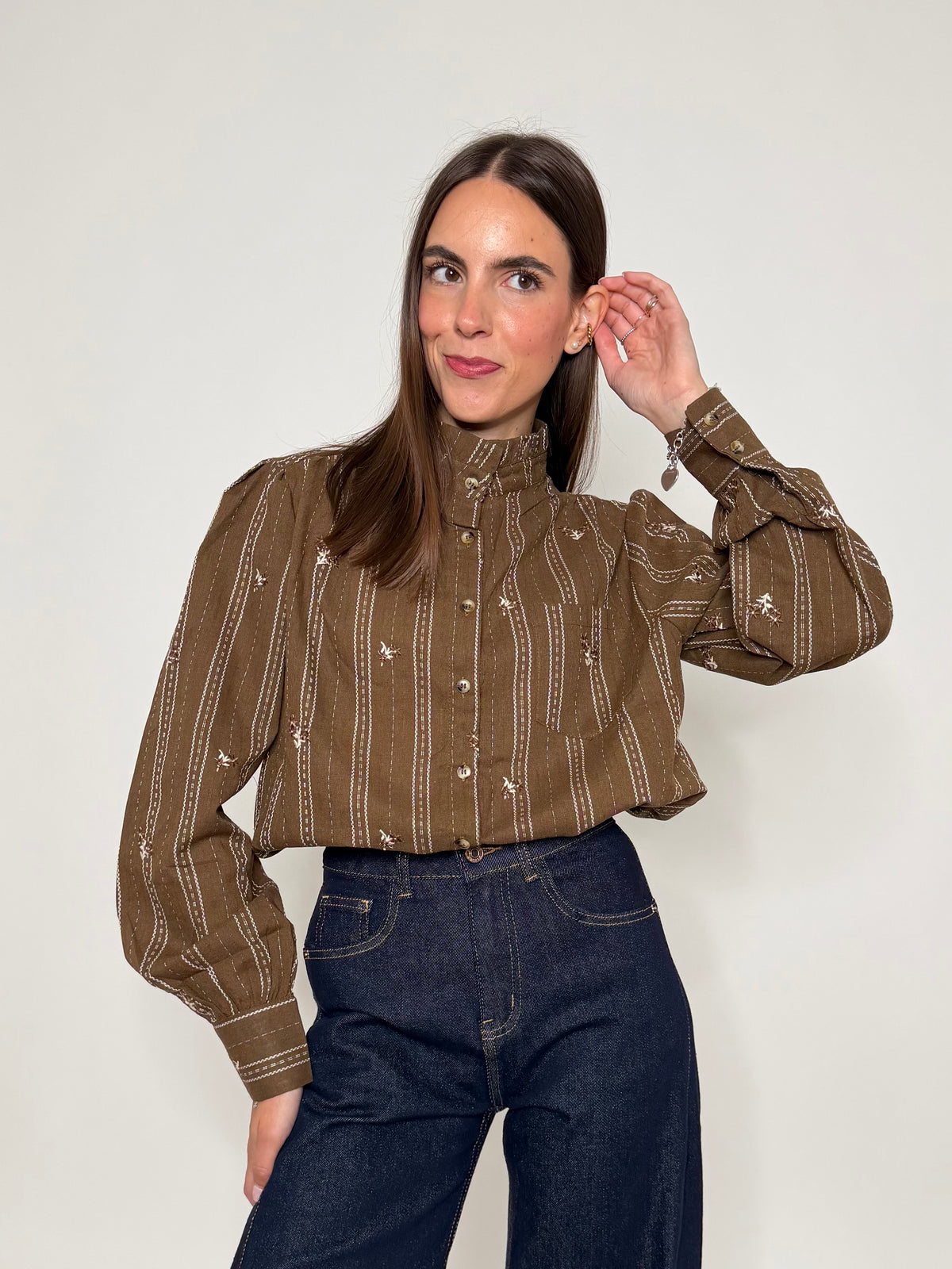 Camicia Boheme in cotone rouge tabacco