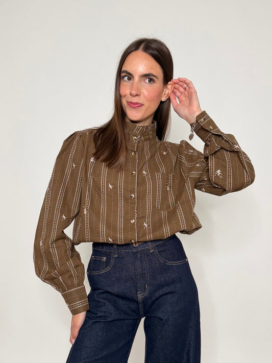 Camicia Boheme in cotone rouge tabacco