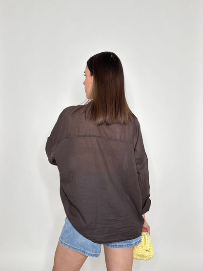 Camicia in mussola di cotone cioccolato