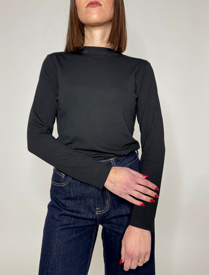 Maglia felpata in calda viscosa nero