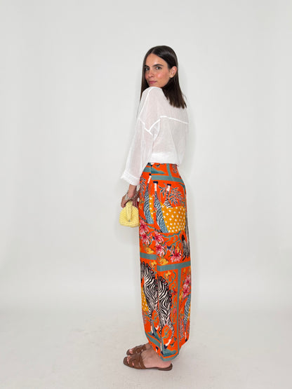 Gonna pareo in fresca viscosa stampa animals zebra