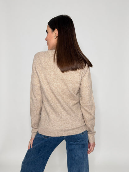 Cardigan "neve" in morbida viscosa e cotone beige melange