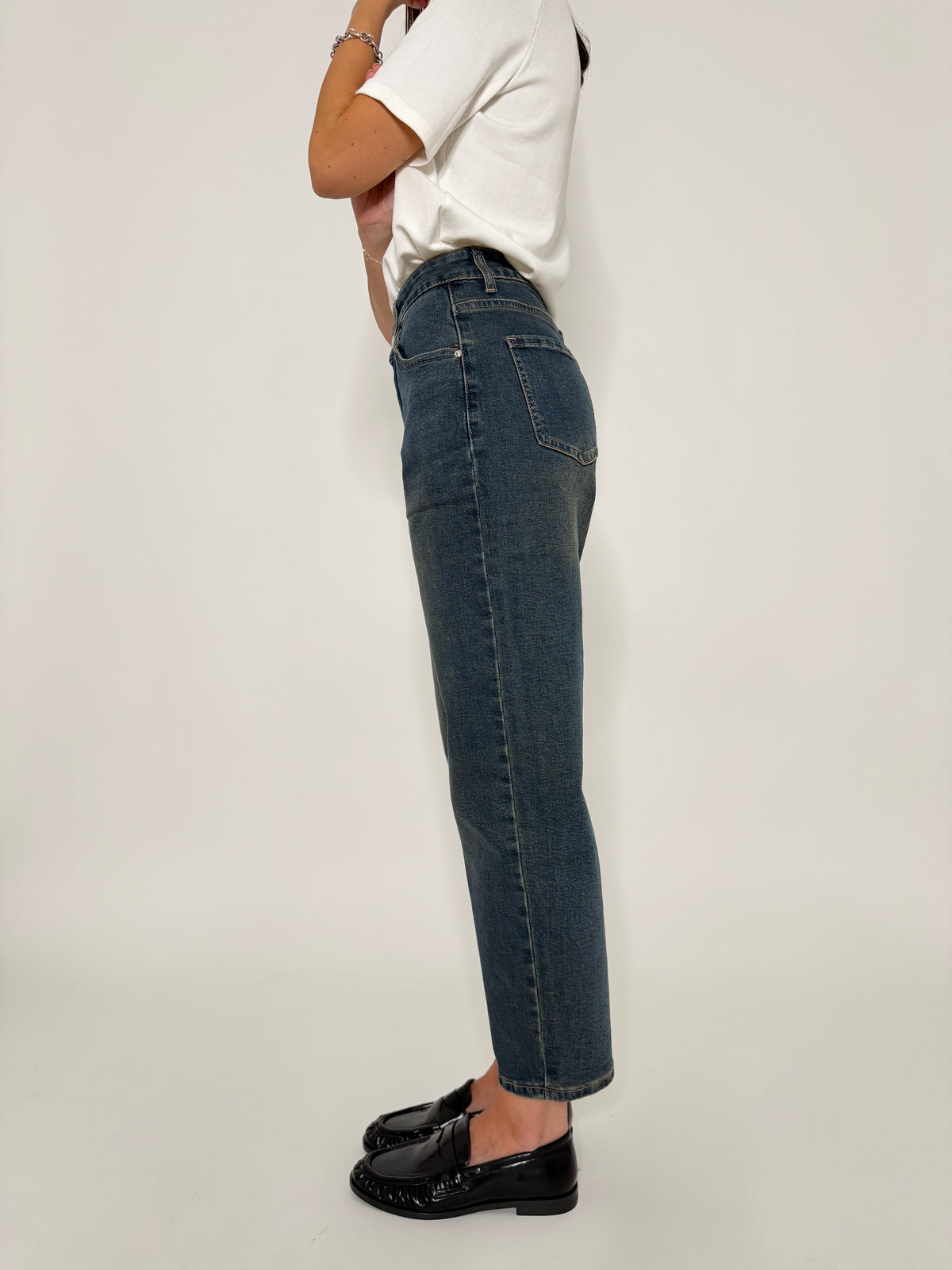 Jeans Mom Fit Vintage in Denim Blu
