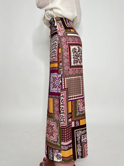 Gonna pareo in fresca viscosa fantasia foulard multicolor