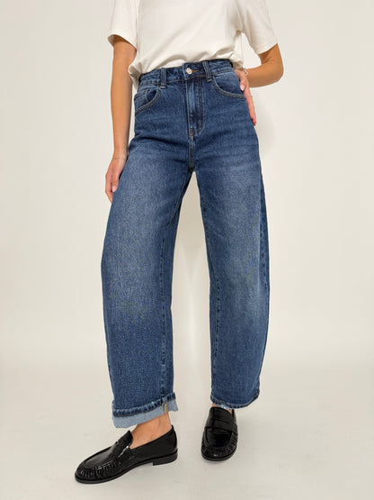 Jeans Balloon Fit in Denim Blu