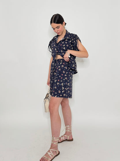 Completo Floreale Olivia Blu Navy