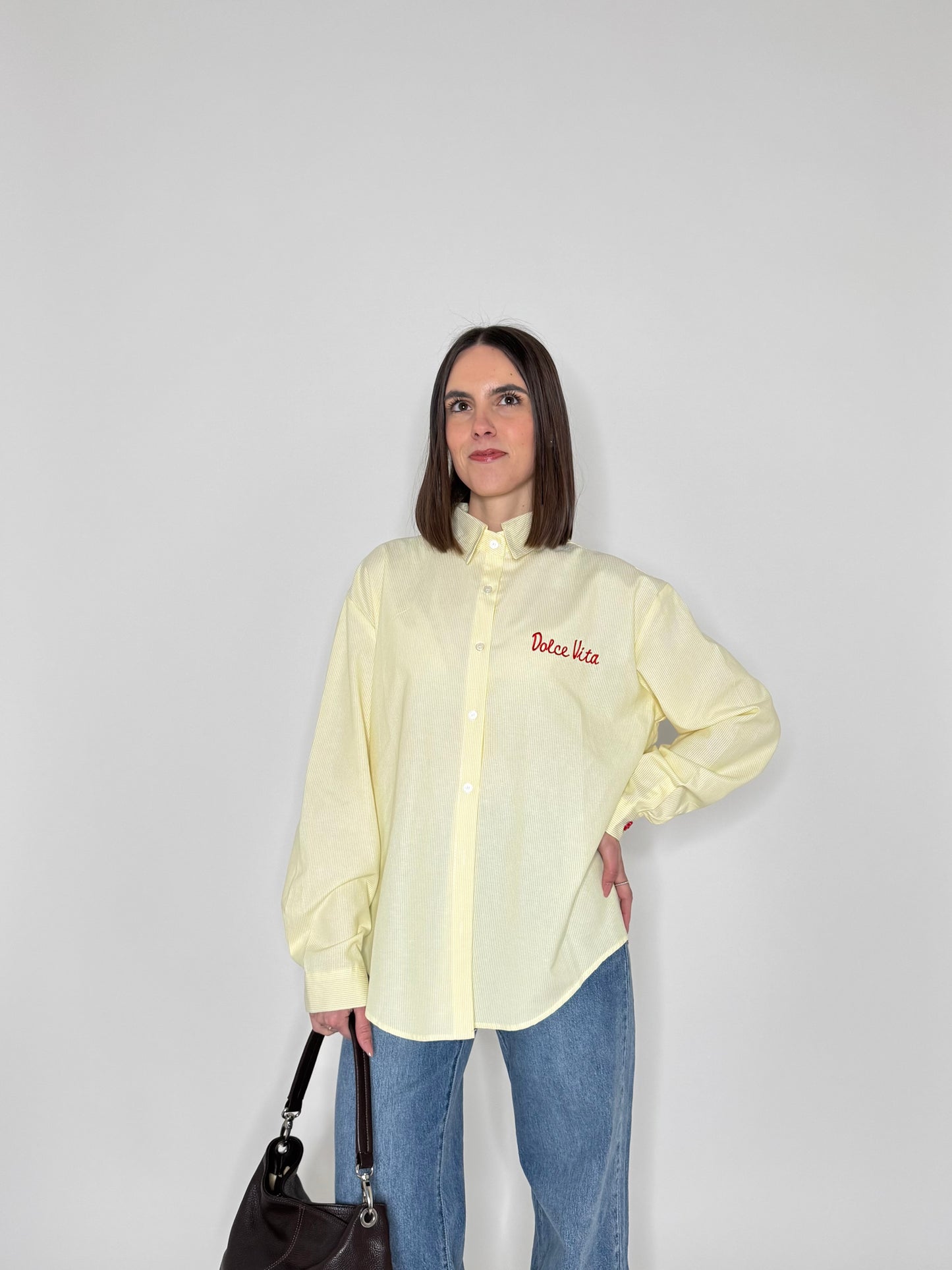 Camicia a righe Dolce vita in cotone Giallo