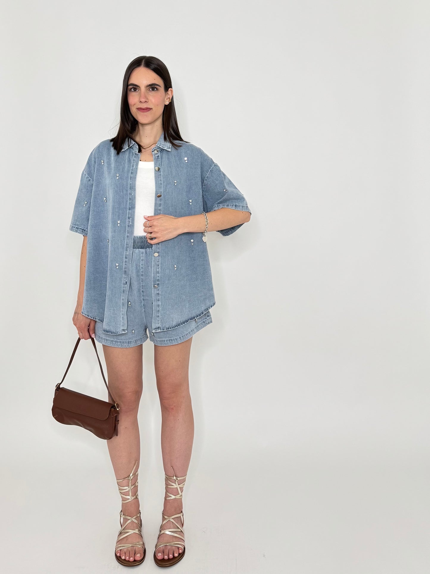 Completo denim in cotone con caboshon