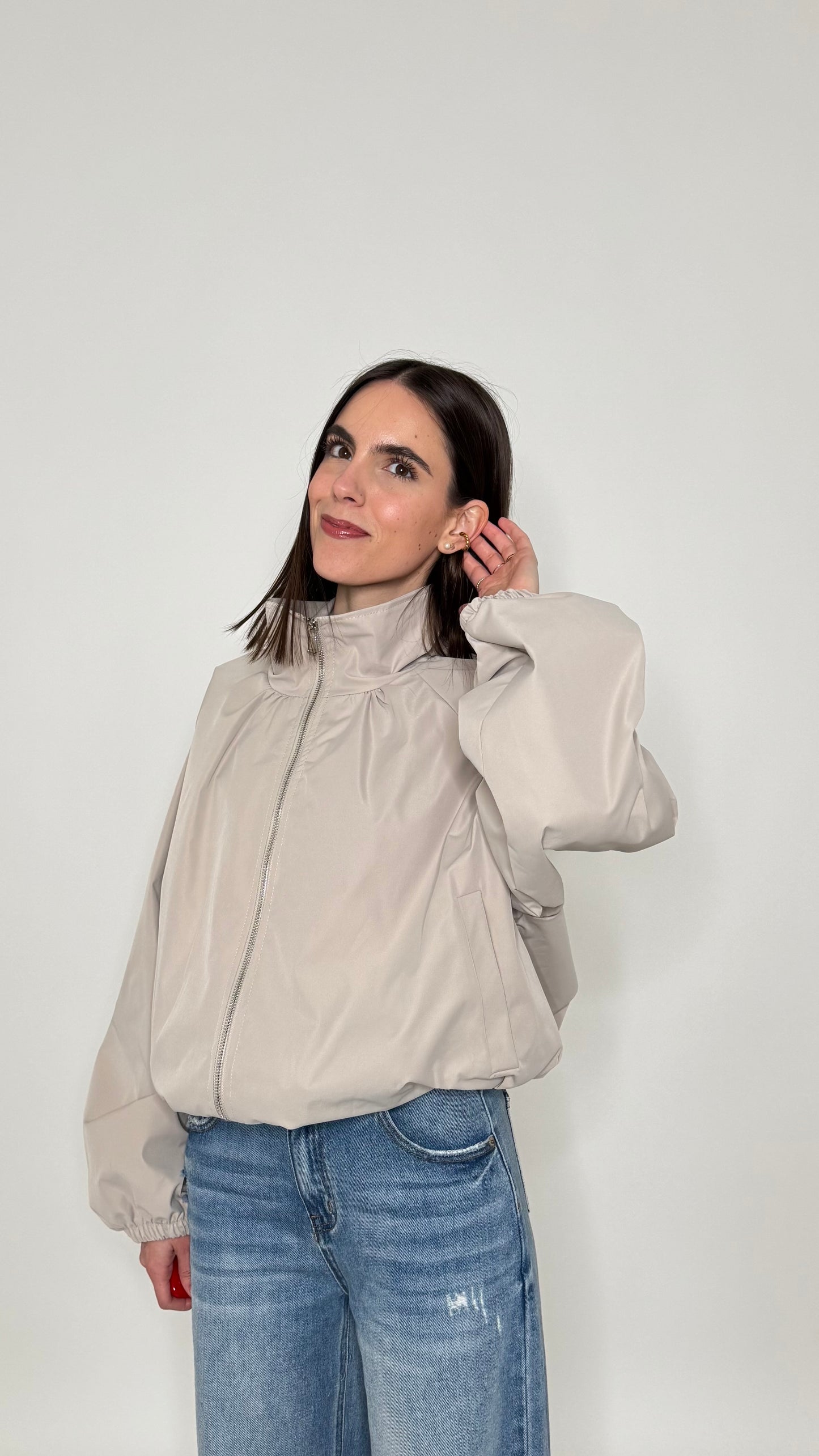 Giacca bomber effetto ballon Beige