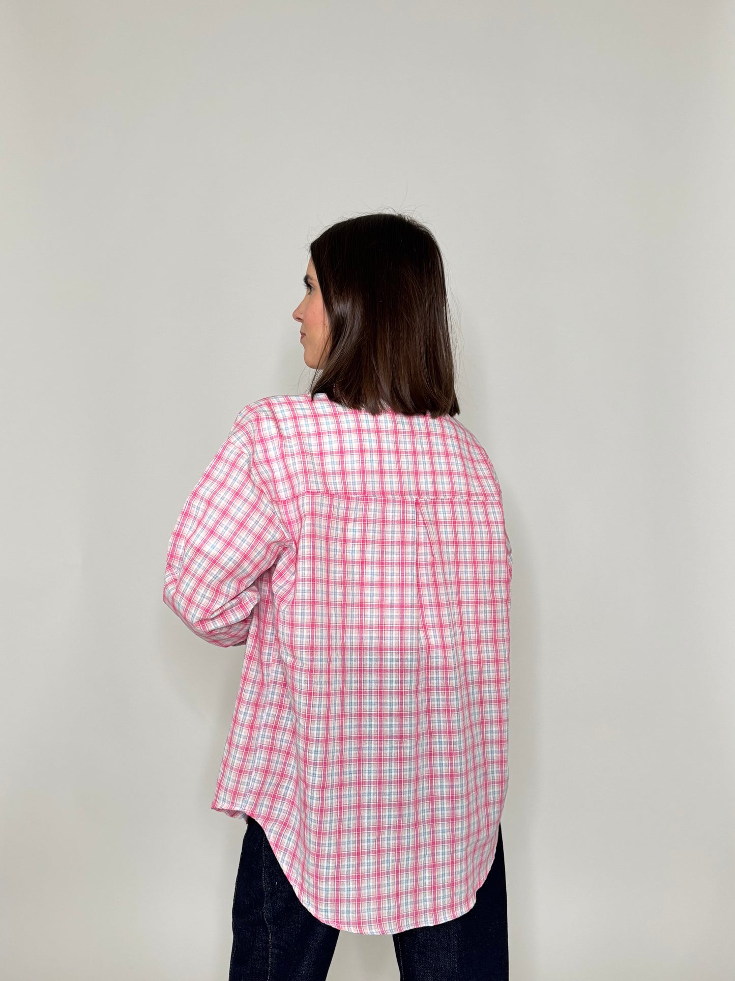 Camicia in cotone a quadri Rosa