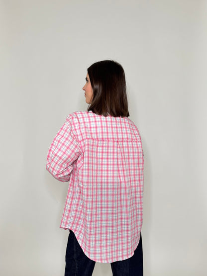 Camicia in cotone a quadri Rosa