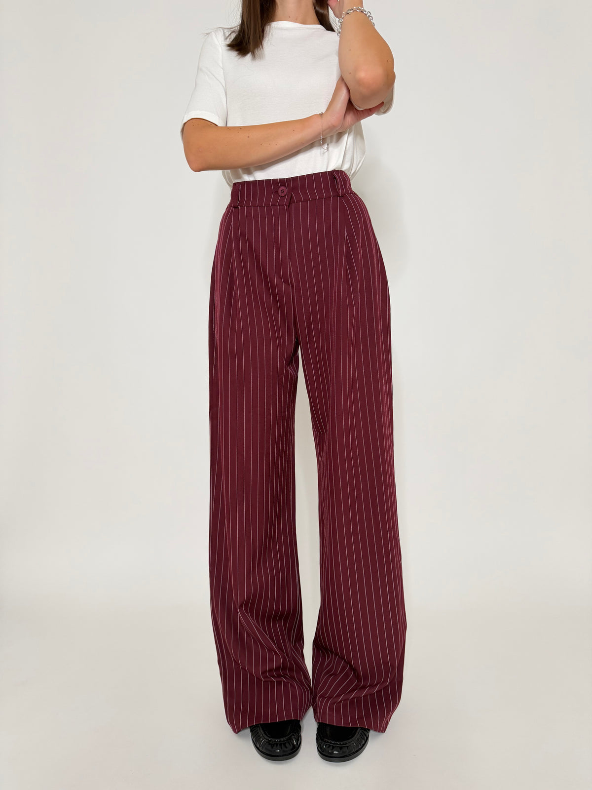 Pantalone taglio sartoriale gessato