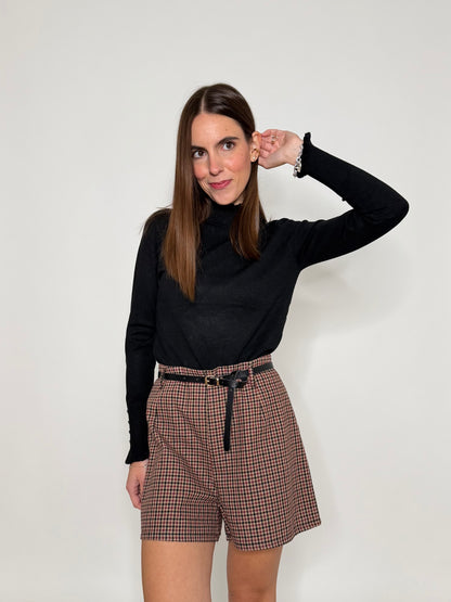Shorts pied de poule bordeaux