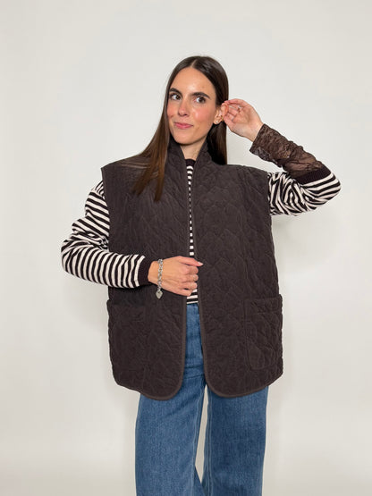 Gilet in velluto di cotone moro