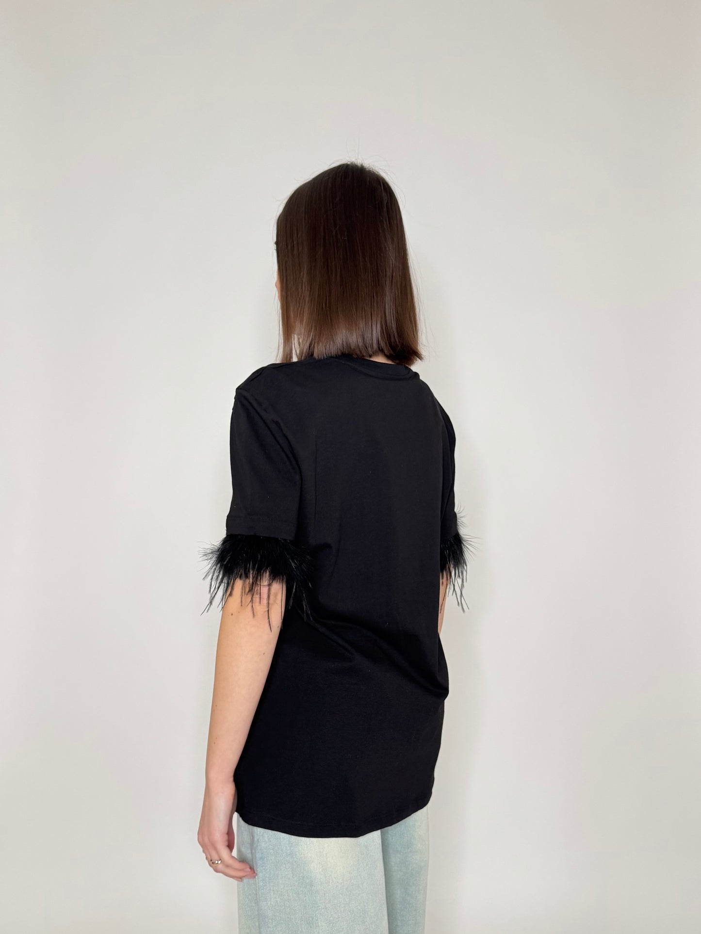 T-shirt in 100% cotone piume Nero - Lumina