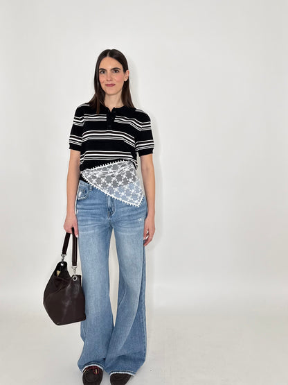 Jeans Wide leg coulisse in tessuto