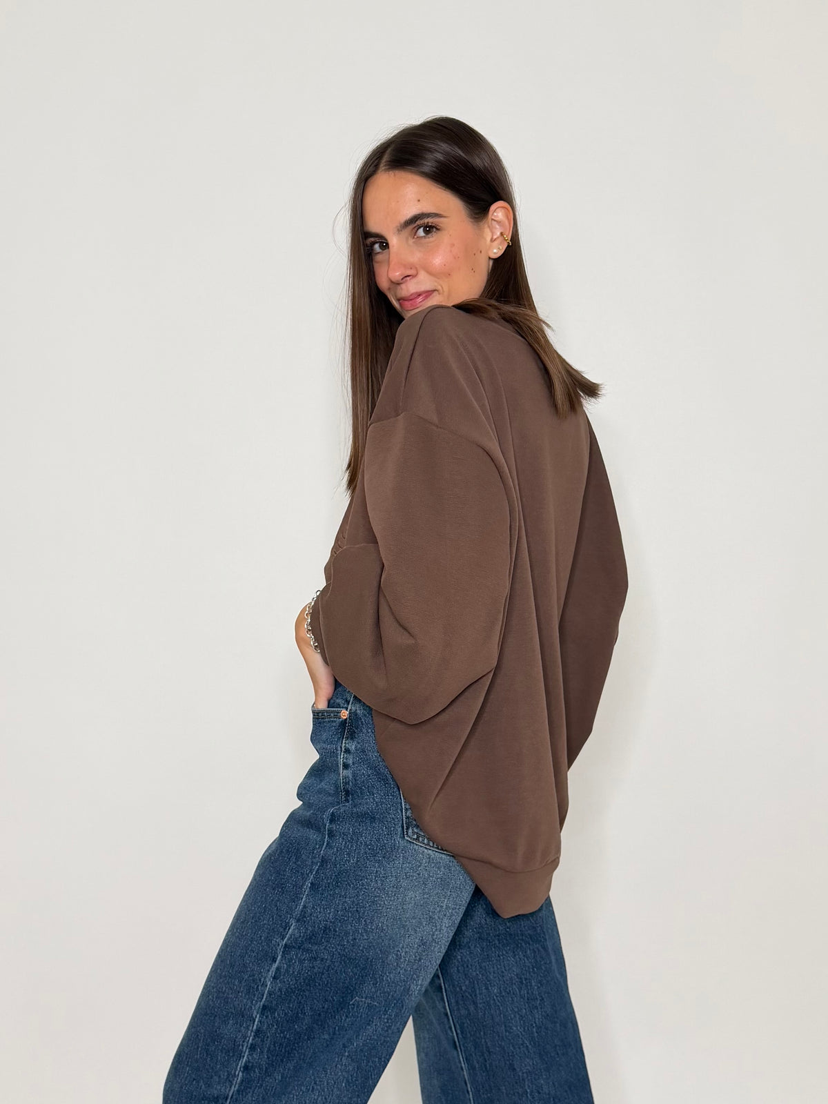 Felpa Donna in Cotone Made in Italy Moro