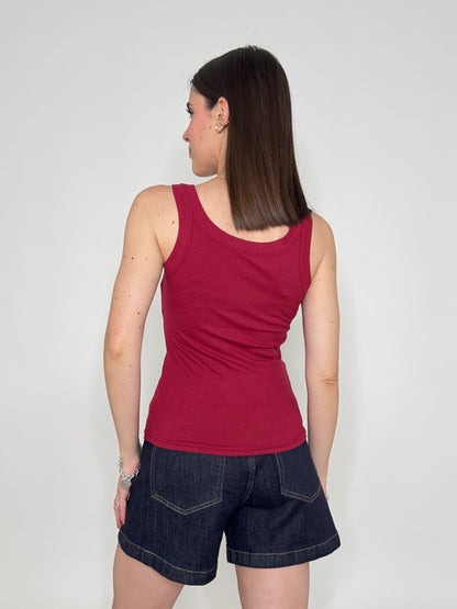 Canotta basic a costine Bordeaux