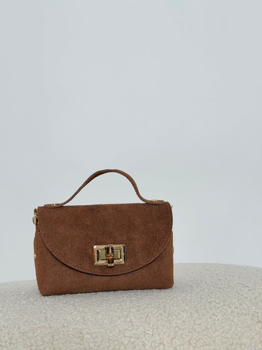Borsa in vera pelle scamosciata
