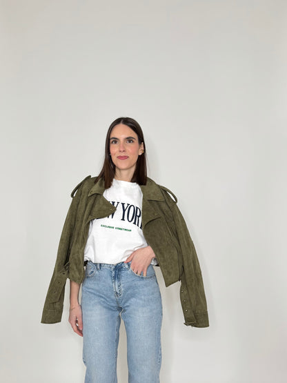 T-shirt in cotone "New York" Bianco