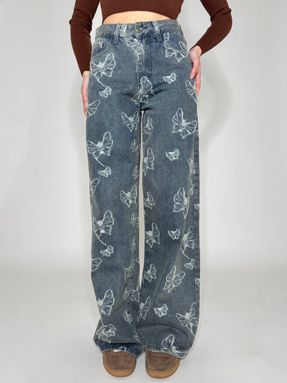 Jeans Wide Leg tela fissa