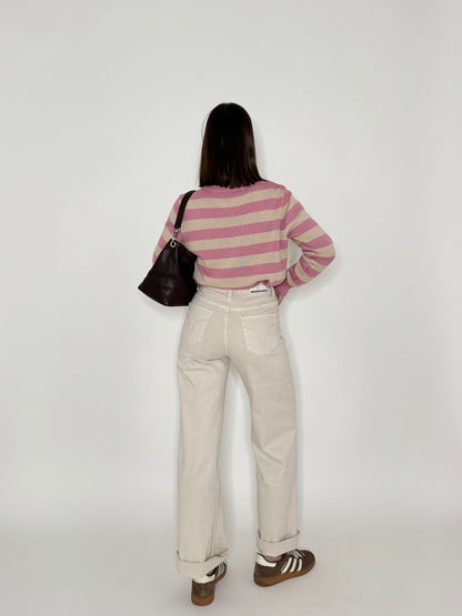 Jeans wide leg Cream