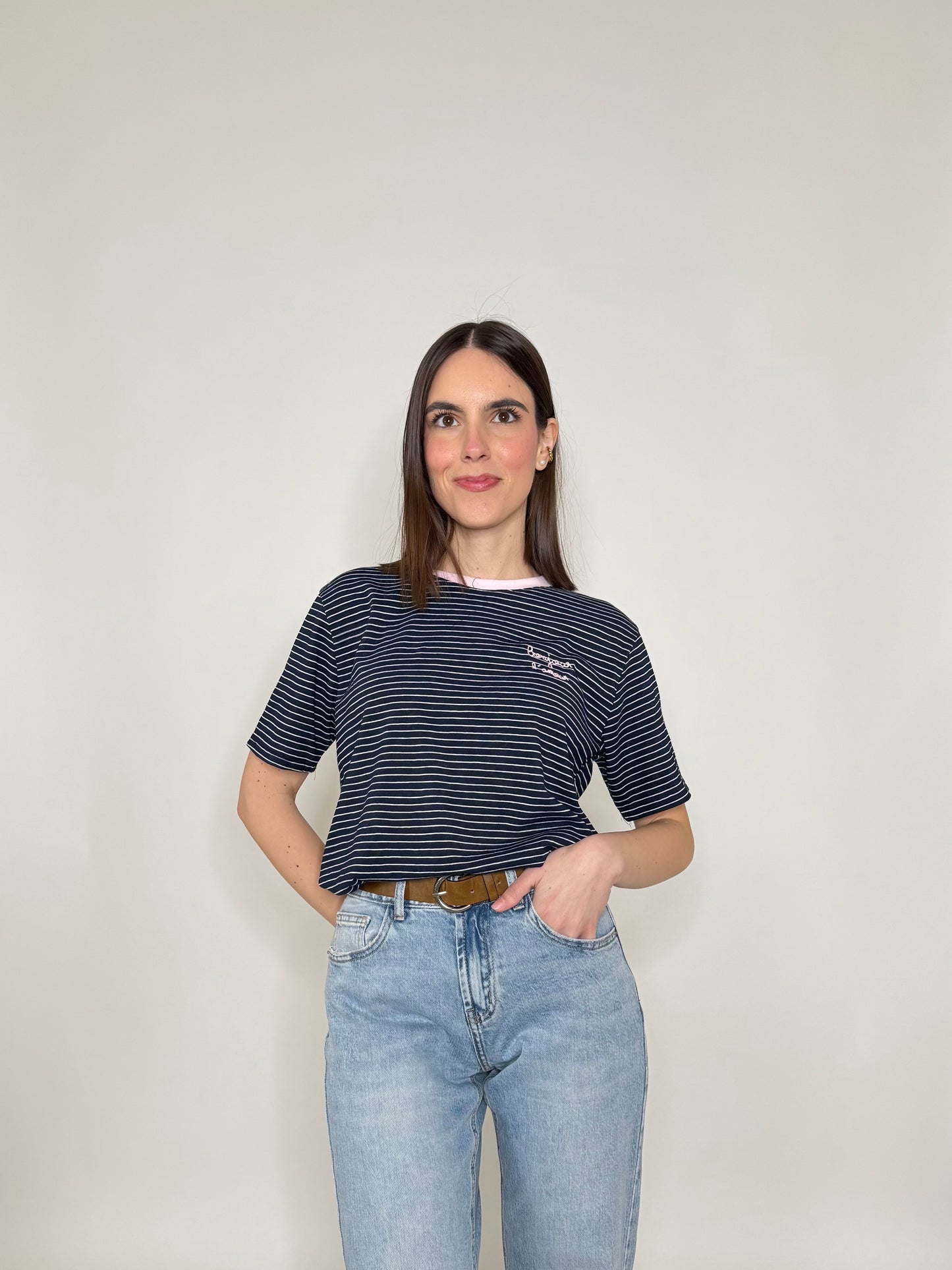 T-shirt righe light cotton Blu Navy
