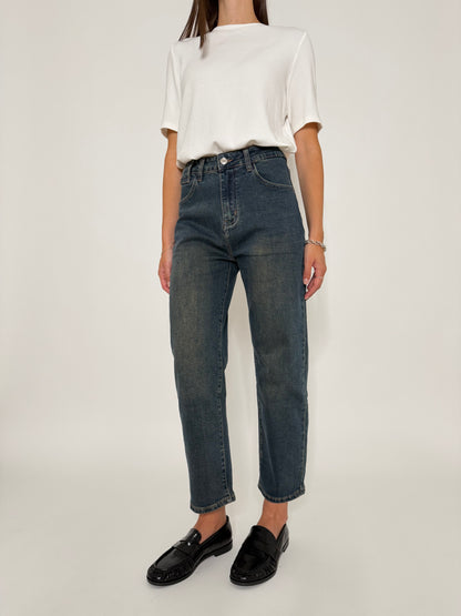 Jeans Mom Fit Vintage in Denim Blu