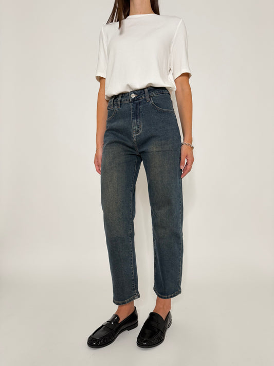 Jeans Mom Fit Vintage in Denim Blu