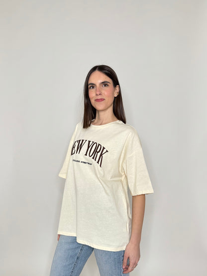 T-shirt in cotone "New York" Giallo pulcino